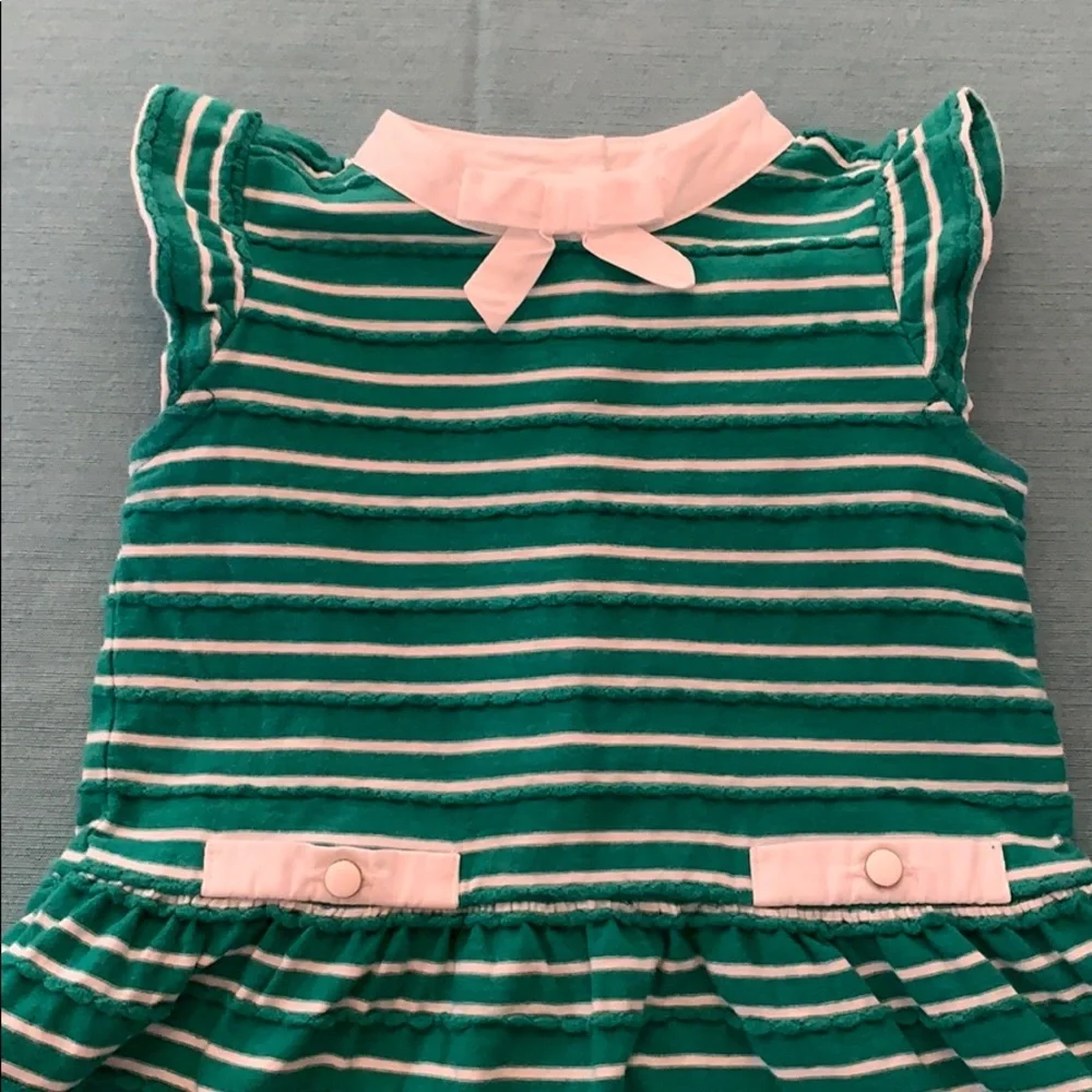 Janie and Jack Green and Pink Striped Cotton Dress